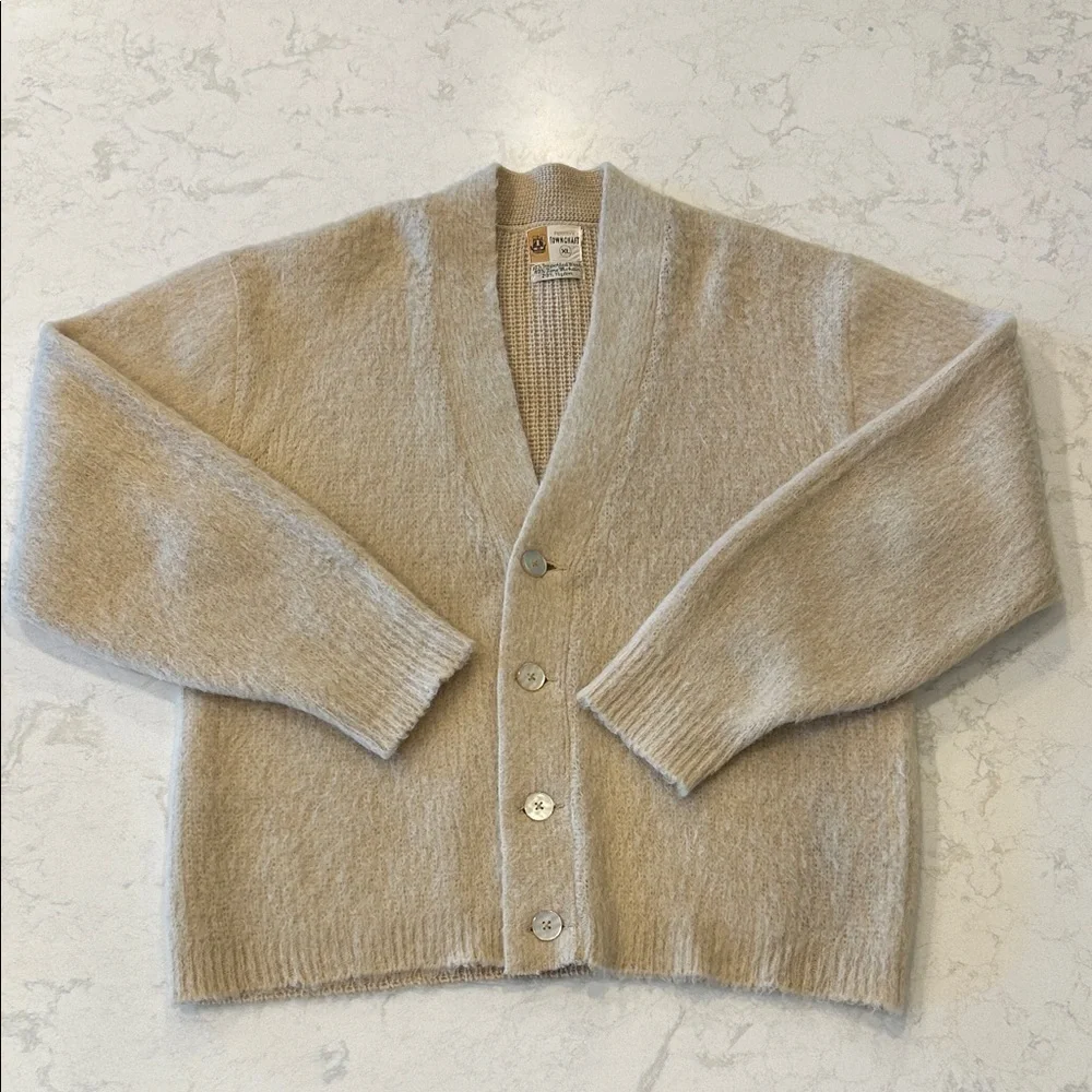 VTG Penney’s Towncraft Women’s Cream Cardigan Wool Mohair Cobain Sweater XL
